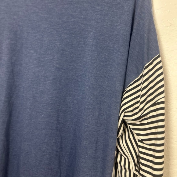 Emery Rose Tops - Emery Rose Blue‎ Striped Women's Blouse